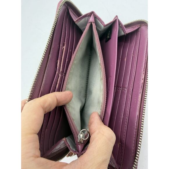 Coach Signature Brown Embossed Patent Wallet - Picture 6 of 7